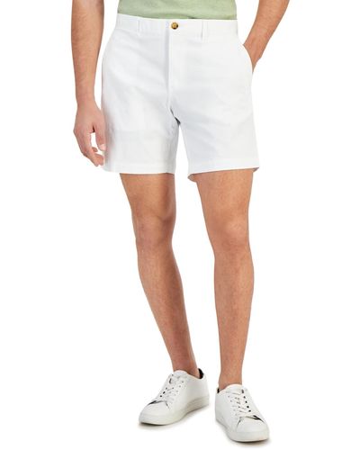 Michael Kors Slim-fit Stretch Herringbone Twill 7" Shorts - White