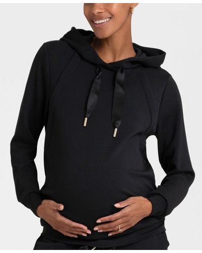 Seraphine Modal Blend Maternity And Nursing Hoodie - Black