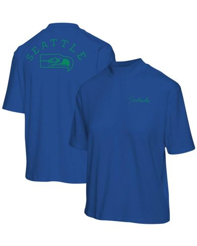 Junk Food Seattle Seahawks Half-sleeve Mock Neck T-shirt - Blue