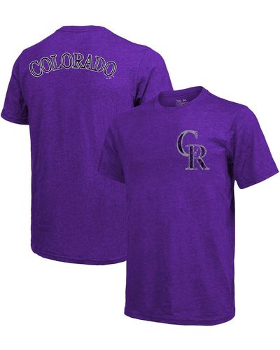 Majestic Threads Colorado Rockies Throwback Logo Tri-blend T-shirt - Purple