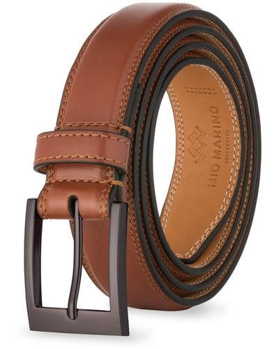 Mio Marino Single Prong Buckle Leather Belt - Brown