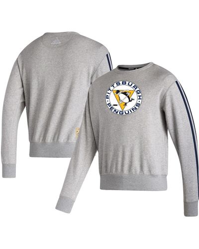 adidas Pittsburgh Penguins Team Classics Vintage-like Pullover Sweatshirt - Gray