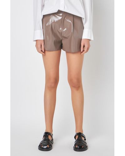 Grey Lab High-waisted Faux Leather Shorts - Gray