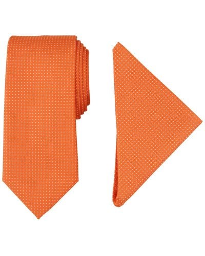 Nautica Tjorn Dot Te & Pocket Square Set - Orange