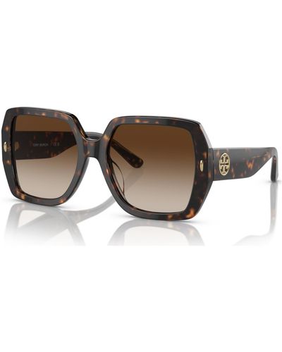 Tory Burch Miller Oversized Square Sunglasses - Brown