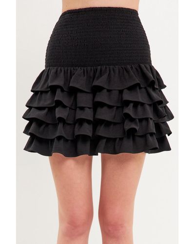 Endless Rose Tiered Ruffle Mini Skirt - Black