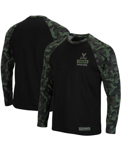 Colosseum Athletics Virginia Cavaliers Oht Military-inspired Appreciation Camo Raglan Long Sleeve T-shirt - Black