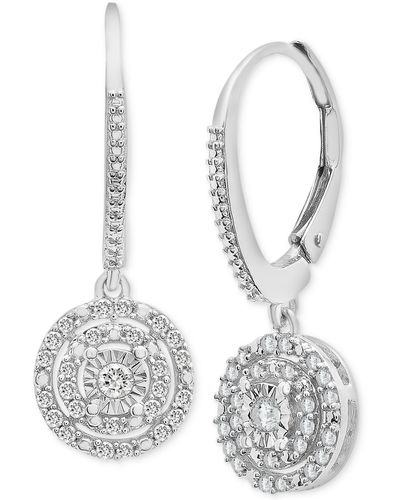 Macy's Diamond Circle Leverback Drop Earrings (1/4 Ct. Tw - White