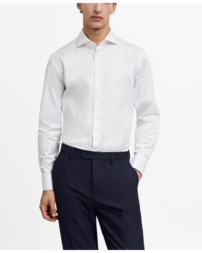 Mango Twill Fabric Cufflinks Detail Slim-fit Dress Shirt - White