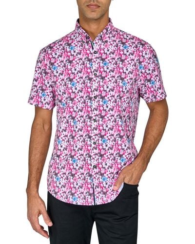 Society of Threads Regular-fit Non-iron Performance Stretch Blurred Floral Button-down Shirt