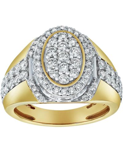LuvMyJewelry Ice Bowl Natural Certified Diamond 2.01 Cttw Round Cut 14k Gold Statement Ring - Metallic