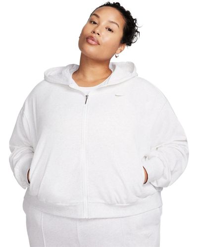 Nike Plus Size Chill Terry Full-zip French Terry Hoodie - White