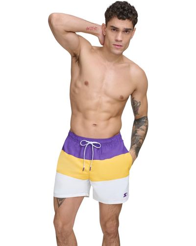 Starter Modern Euro Colorblocked 5" Volley Shorts - Blue