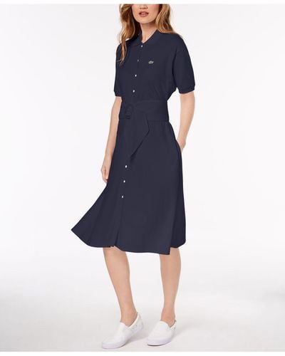 Lacoste Belted Polo Shirtdress - Blue