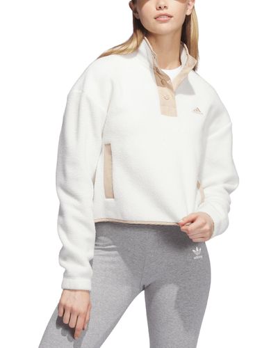 adidas Quarter-snap Polar Fleece Pullover - White
