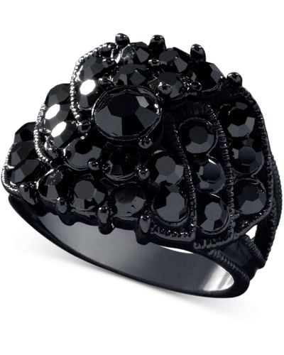 Guess Jet Black Crystal Accent Ring