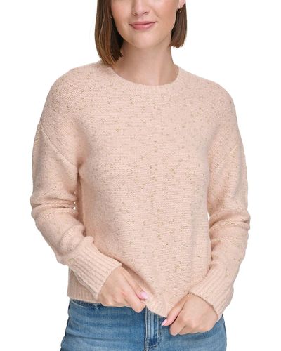 Calvin Klein Crewneck Long-sleeve Lurex Sweater - Natural
