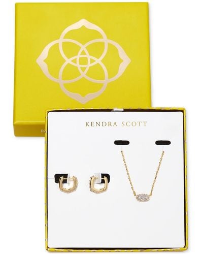 Kendra Scott Gold-tone 2-pc. Set Crystal Pave Pendant Necklace & Small huggie Hoop Earrings - Black