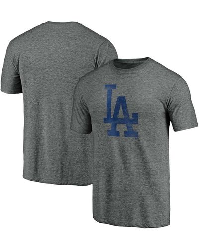 Fanatics Heathered Gray Los Angeles Dodgers Weathered Official Logo Tri-blend T-shirt