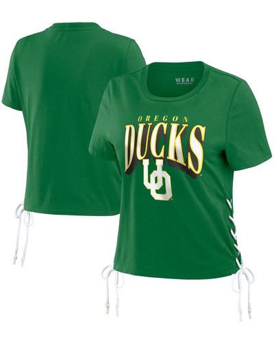 WEAR by Erin Andrews Oregon Ducks Side Lace-up Modest Crop T-shirt - Green