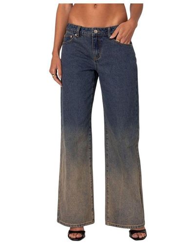 Edikted Mud Wash Low Rise Slouchy Jeans - Blue