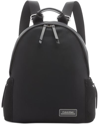 Calvin Klein Jessie Mesh Side Pocket Nylon Backpack - Black