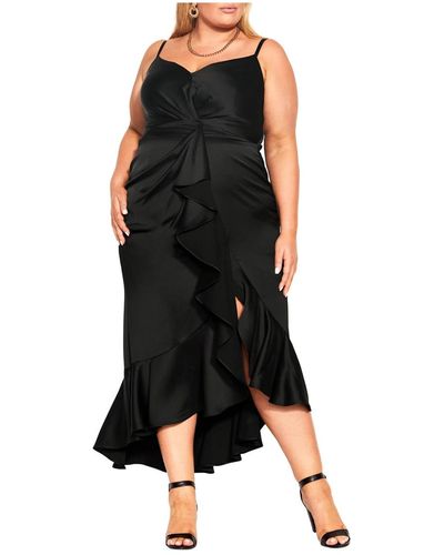 City Chic Plus Size Bella Ruffle Maxi Dress - Black