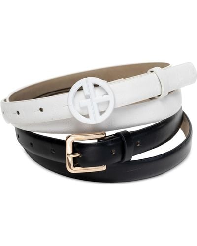 Giani Bernini 2-pc. Monochromatic Faux-leather Belt Set - White