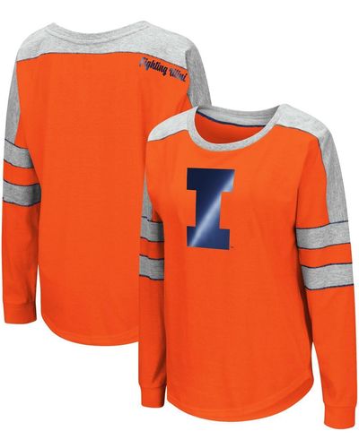Colosseum Athletics Illinois Fighting Illini Trey Dolman Long Sleeve T-shirt - Orange