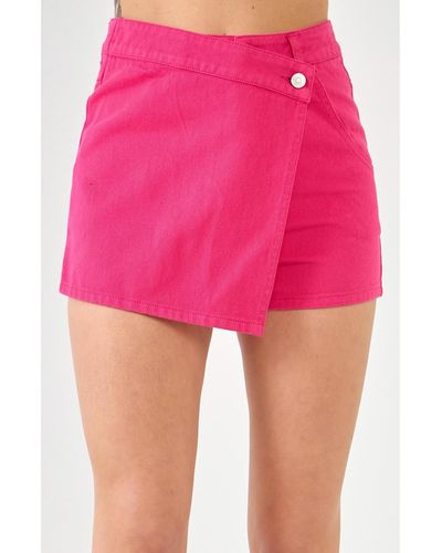 Grey Lab High Waist Color Denim Skirt - Pink