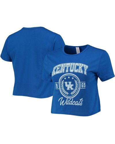 ZooZatZ Distressed Kentucky Wildcats Core Laurels Cropped T-shirt - Blue