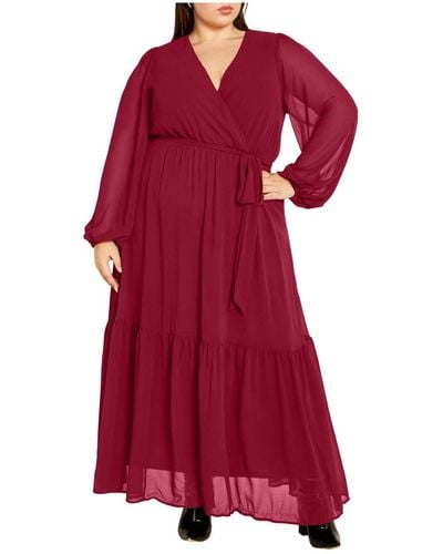 City Chic Plus Size Charlie Maxi Dress - Red