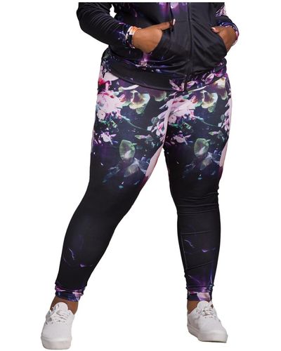 Poetic Justice Plus Size Curvy Women's Black Lace Insets Pull On Ponte  Legging at  Women's Clothing store