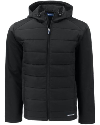 Cutter & Buck Evoke Hybrid Eco Softshell Recycled Full Zip Big & Tall Hooded Jacket - Black