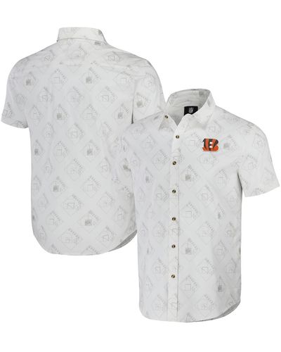 Fanatics Nfl X Darius Rucker Collection By Cincinnati Bengals Woven Short Sleeve Button Up Shirt - Gray