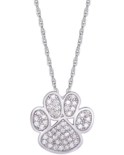 Macy's Diamond 1/4 Ct. T.w. Paw Print Pendant Necklace - White