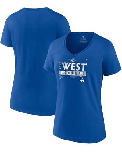 Fanatics Los Angeles Dodgers 2022 Nl West Division Champions Plus Size V-neck T-shirt - Blue