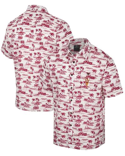 Colosseum Athletics Arizona State Sun Devils Spontaneous Is Romantic Camp Button-up Shirt - Pink