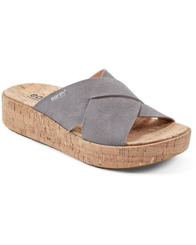 Earth Scout Casual Slip-on Wedge Platform Sandals - Gray