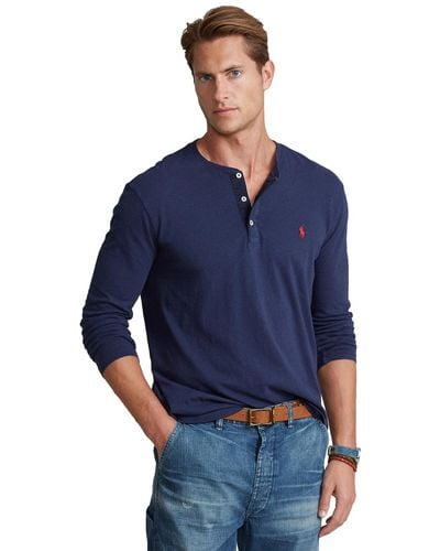 Polo Ralph Lauren Slub Jersey Henley Shirt - Blue