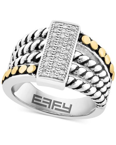 Effy Effy Diamond Rectangular Cluster Multirow Ring (1/8 Ct. T.w. - Metallic