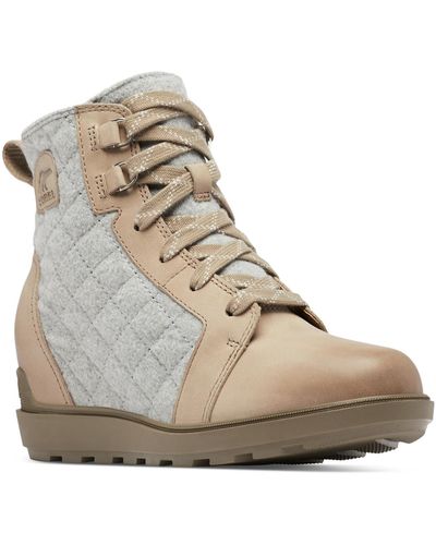 Sorel Evie Ii Lace-up Wedge Booties - Natural