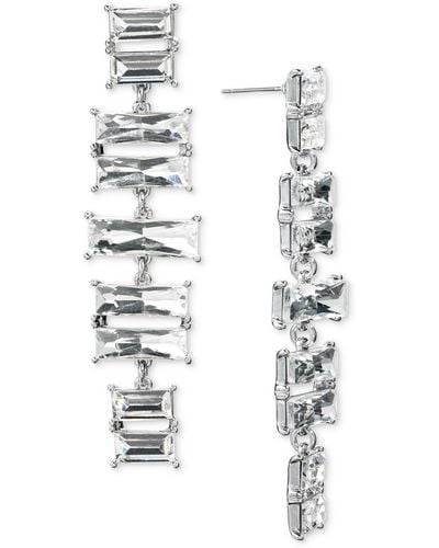 INC International Concepts Tone Crystal Linear Earrings - White