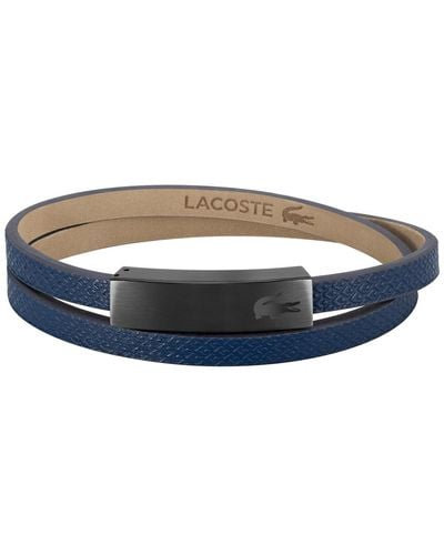 Lacoste Leather Wrap Bracelet - Blue