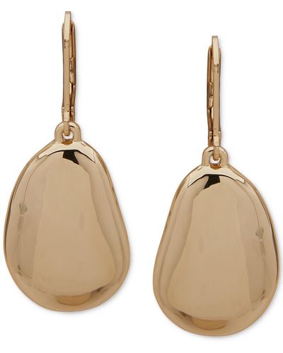 Anne Klein Tone Large Puffy Pebble Drop Earrings - Natural