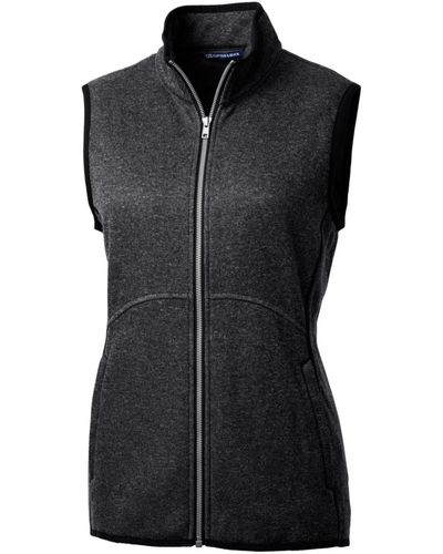 Cutter & Buck Plus Size Mainsail Sweater Knit Full Zip Vest - Black