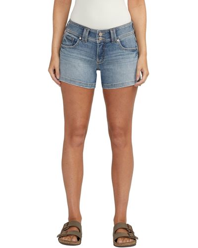Silver Jeans Co. Britt Low Rise Curvy Fit Shorts - Blue