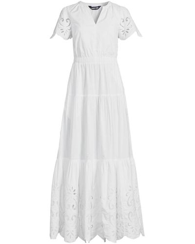 Lands' End Tiered Eyelet Maxi Dress - White