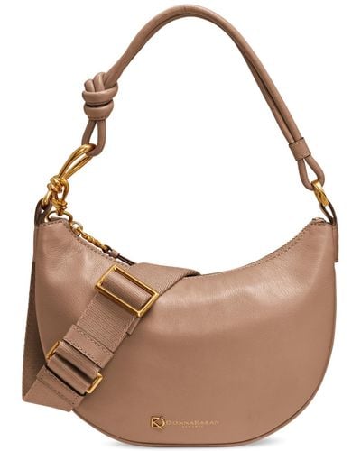 Donna Karan Roslyn Small Leather Hobo Bag - Brown