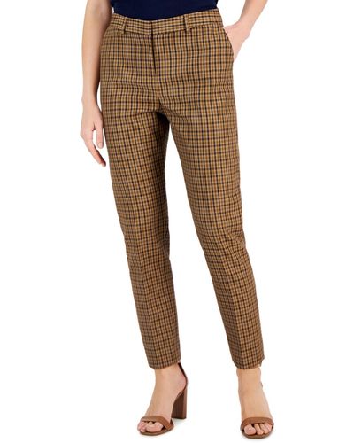 Tahari Houndstooth Mid-rise Ankle Pants - Natural